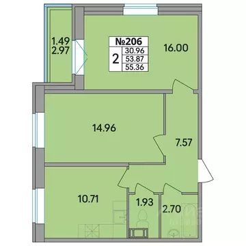 2-к кв. Ленинградская область, Всеволожский район, Агалатовское с/пос, ...