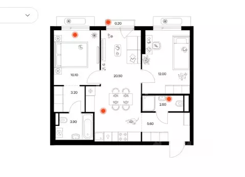 2-к кв. Москва Саларьево Парк жилой комплекс, 74.2 (58.1 м)