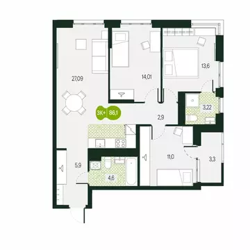 4-к кв. Забайкальский край, Чита Каштакский мкр,  (86.1 м)