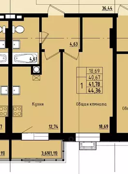 1-к кв. Саха (Якутия), Якутск ул. Софронова, 71 (41.78 м)