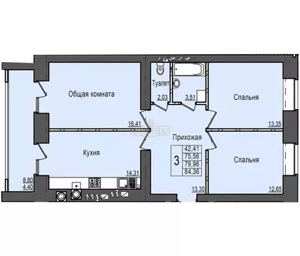3-к кв. Марий Эл, Йошкар-Ола Сернурский тракт, 10 (79.96 м)