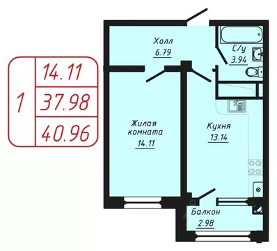 1-к кв. Ставропольский край, Кисловодск ул. Фоменко (40.96 м)