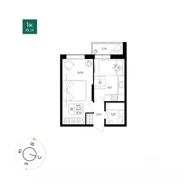 1-к кв. Ярославская область, Ярославль Северный жилрайон, 15-й мкр, ...