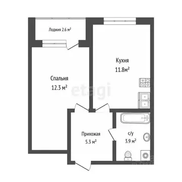 1-к кв. Тюменская область, Тюмень Полевая ул., 117к2 (33.7 м)