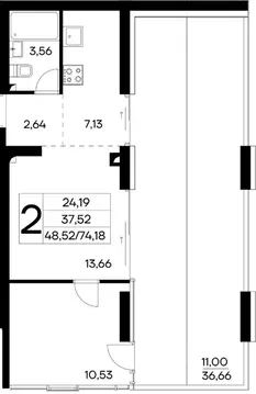 2-к кв. Крым, Алушта муниципальный округ, пос. Семидворье  (74.18 м)