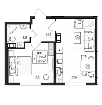 1-к кв. Ленинградская область, Гатчинский муниципальный округ, д. ...