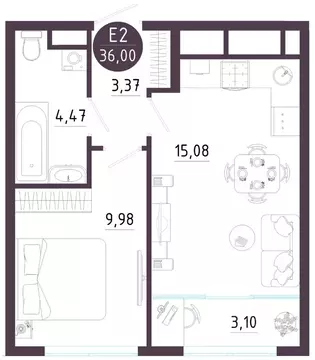 1-к кв. Тульская область, Тула ул. Купцов Гречихиных (36.0 м)