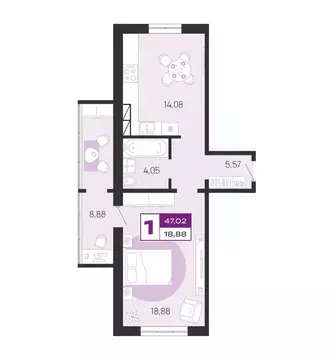 1-к кв. Брянская область, Брянск Литейная ул., 67 (47.02 м)