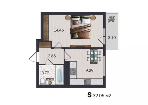 1-к кв. Ярославская область, Ярославль ул. Строителей, 16к3 (32.05 м)