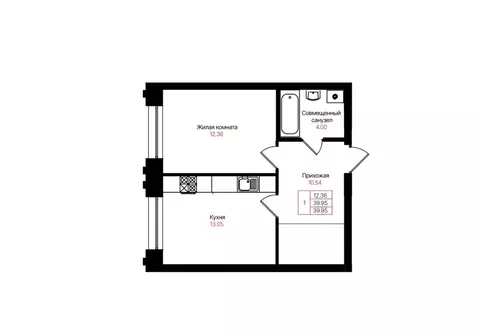 1-к кв. Татарстан, Казань Лето жилой комплекс (39.95 м)