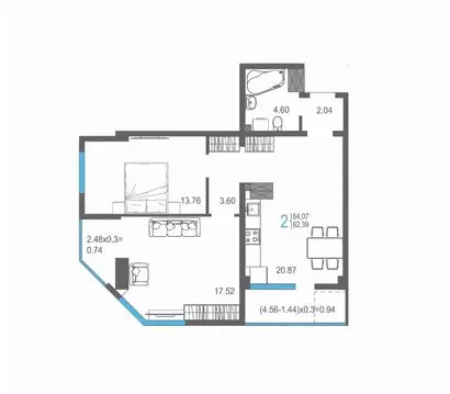 2-к кв. Крым, Ялта ул. Кирова, 155Ак1 (64.07 м)
