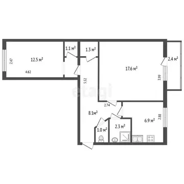 2-комнатная квартира: Санкт-Петербург, Дачный проспект, 21к5 (50.8 м)