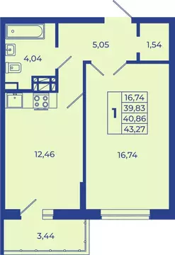 1-к кв. Ростовская область, Новочеркасск  (43.27 м)
