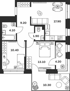 2-к кв. Тульская область, Тула ул. Михеева (63.9 м)