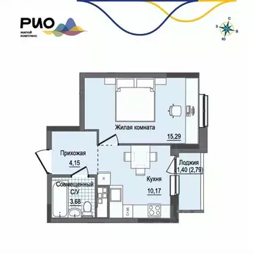 1-к кв. Удмуртия, Ижевск Воткинский жилрайон, Рио жилой комплекс, 2 ...