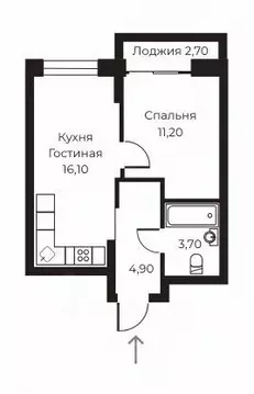1-к кв. Воронежская область, Воронеж ул. Черняховского, 92 (37.05 м)