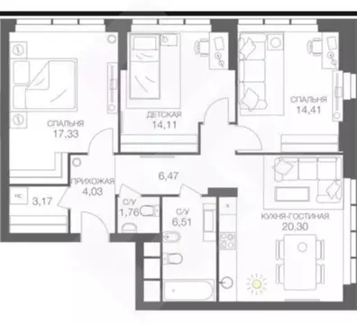 3-к кв. Москва Шмитовский проезд, 39к6 (88.0 м)
