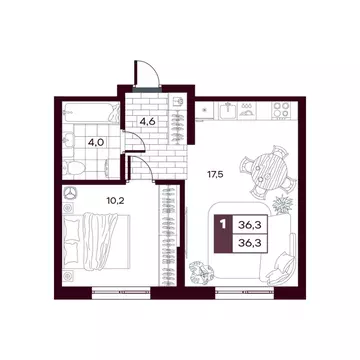 1-к кв. Тюменская область, Тюменский муниципальный округ, д. Дударева ...