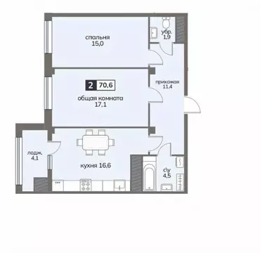 2-к кв. Ставропольский край, Ставрополь ул. Серова, 468/3 (70.6 м)