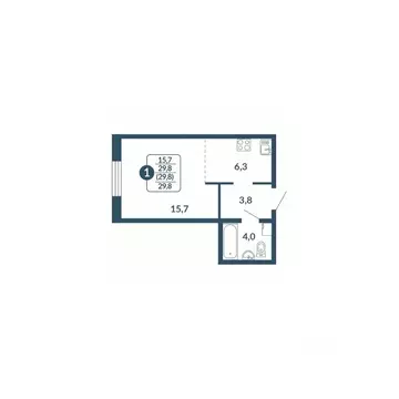 Студия Кировская область, Киров ул. Анжелия Михеева, 5 (29.8 м)