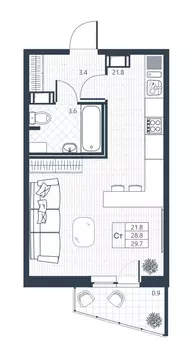 Квартира-студия: Коммунар, Славянская улица, 8к2 (28.8 м)