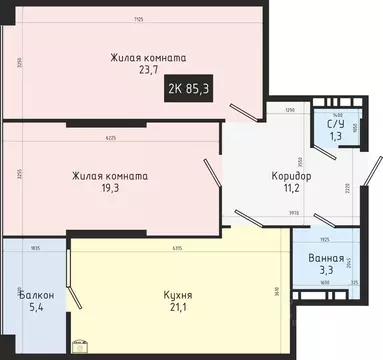 2-к кв. Ставропольский край, Ставрополь № 28 мкр,  (85.3 м)