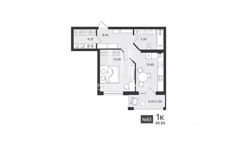 1-к кв. Калининградская область, Светлогорск Новая ул., 108-114 (48.84 ...