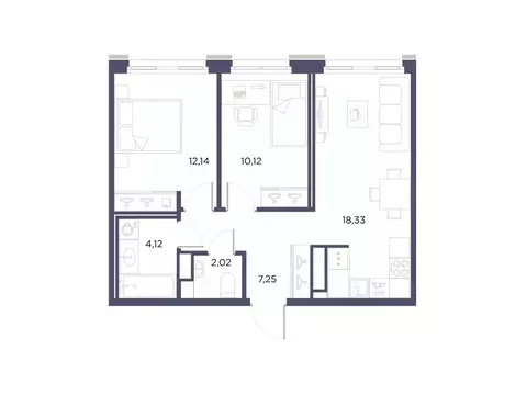 2-к кв. Санкт-Петербург Лисичанская ул., 22 (53.98 м)