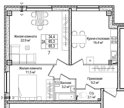 2-к кв. Псковская область, Псковский район, Завеличенская волость, д. ...