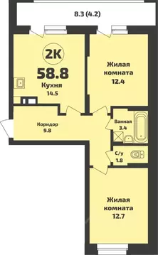2-к кв. Новосибирская область, Новосибирский район, Станционный ...