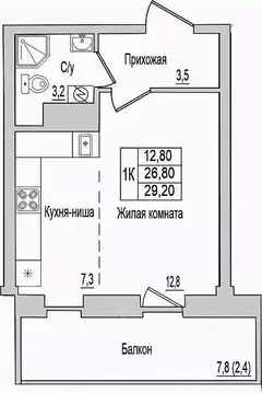 1-к кв. Псковская область, Псковский муниципальный округ, д. ...