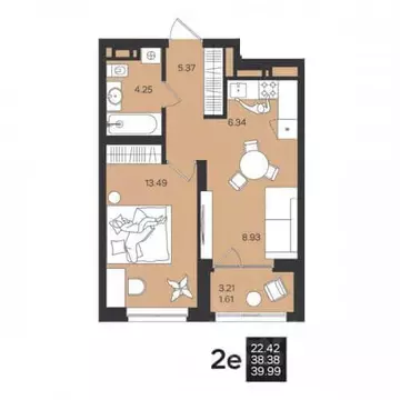 2-к кв. Пермский край, Пермь ул. Космонавта Беляева, 31 (39.9 м)