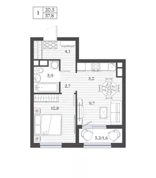 2-к кв. Дагестан, Дербент ул. Сальмана (37.77 м)