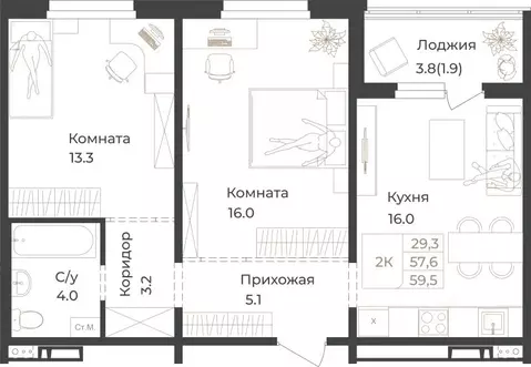 2-к кв. Алтай, Горно-Алтайск Социалистическая ул., 82 (59.5 м)