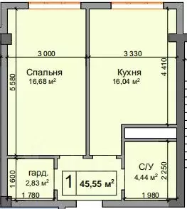1-к кв. Кабардино-Балкария, Нальчик ул. Мусова (45.55 м)