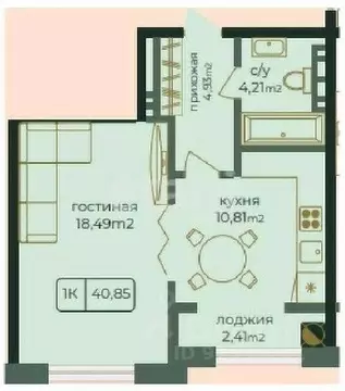 1-к кв. Дагестан, Каспийск просп. Акулиничева (40.85 м)