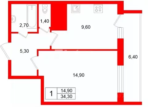 1-к кв. Санкт-Петербург Екатерининский просп., 2 (34.3 м)