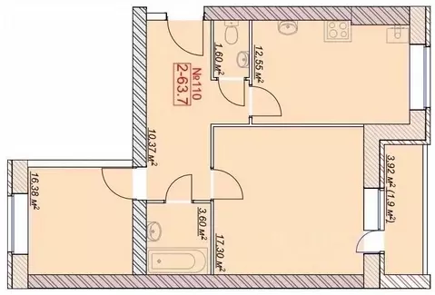 2-к кв. Ярославская область, Ярославский муниципальный округ, пос. ...