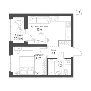 1-к кв. Свердловская область, Екатеринбург Солнечный жилрайон,  (34.3 ...