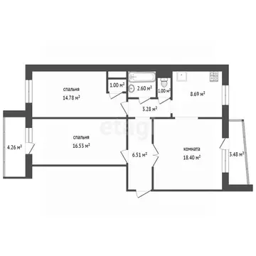 3-к кв. Челябинская область, Челябинск ул. Петра Сумина, 8 (72.7 м)