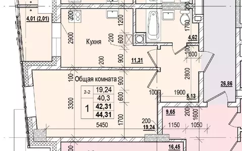 1-к кв. Саха (Якутия), Якутск ул. Чкалова (42.31 м)