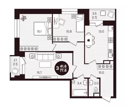 3-к кв. Чувашия, Новочебоксарск ул. 10-й Пятилетки, поз5 (77.8 м)