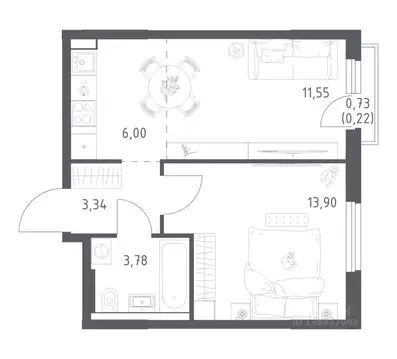 1-к кв. Башкортостан, Уфа ул. Минигали Губайдуллина, 8к9 (38.79 м)