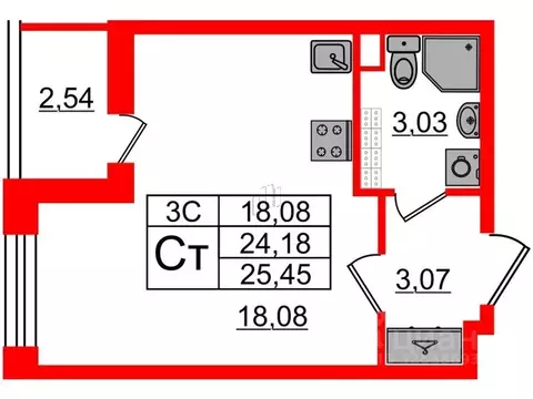 Студия Санкт-Петербург Пулковское ш., 99к6 (24.18 м)