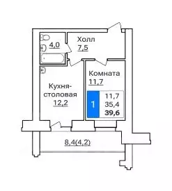 1-к кв. Амурская область, Благовещенск ул. Горького, 205 (39.6 м)