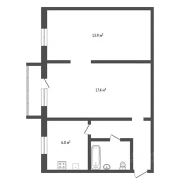 2-к кв. Амурская область, Райчихинск ул. Гагарина, 6 (45.3 м)