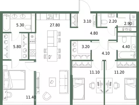 3-комнатная квартира: Москва, Ленинградское шоссе, 63 (97.3 м)