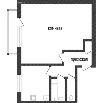 1-комнатная квартира: Миасс, улица 8 Июля, 43 (35.9 м)
