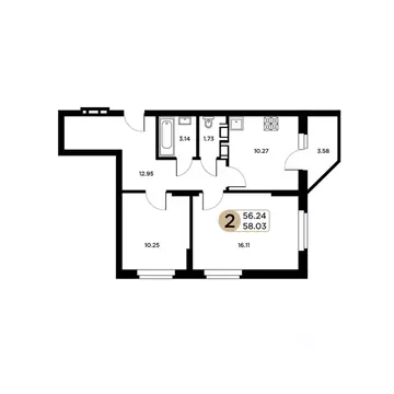 2-к кв. Самарская область, Самара Московское шоссе, 18-й км, 55 (56.24 ...