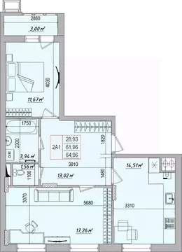 2-к кв. Белгородская область, Белгород ул. Игоря Чернухина (64.96 м)